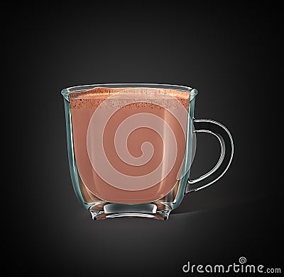 Half a cup of cocoa drink. Vertical cut of cup with cocoa drink Cartoon Illustration