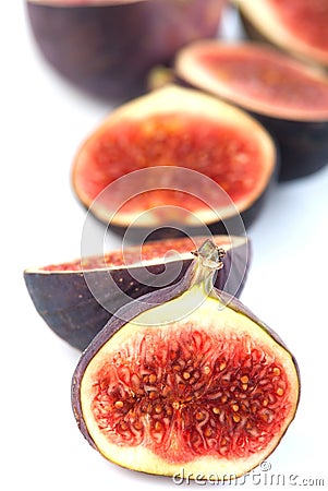 Half cutted fresh fig fruits Stock Photo