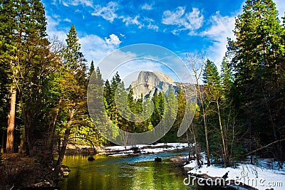 Half Dome Rock , the Landmark of Yosemite National Park,California Stock Photo