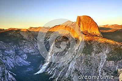 Half Dome at sunset Stock Photo