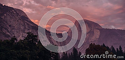 Half dome and tunnel view in Yosemite Valley Stock Photo