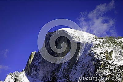 Half Dome in Winter Stock Photo