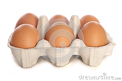 Half dozen fresh eggs cutout Stock Photo