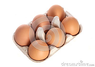 Half dozen fresh eggs cutout Stock Photo