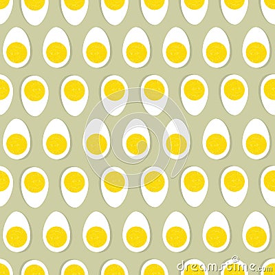 Half egg with yolk seamless ornament. Easter food tile pattern. Stock Photo