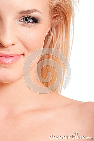 Half face blonde woman Stock Photo