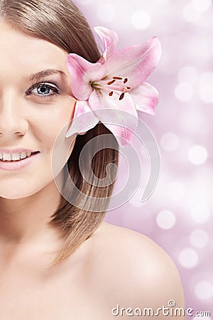 Half face, spa woman Stock Photo