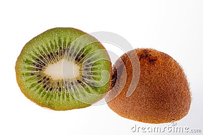 Half fruit of green kiwi isolated on white background Stock Photo