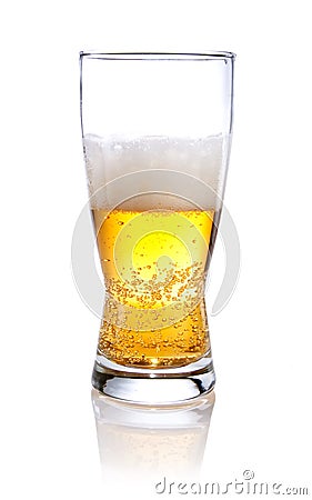Half glass of beer on a Stock Photo