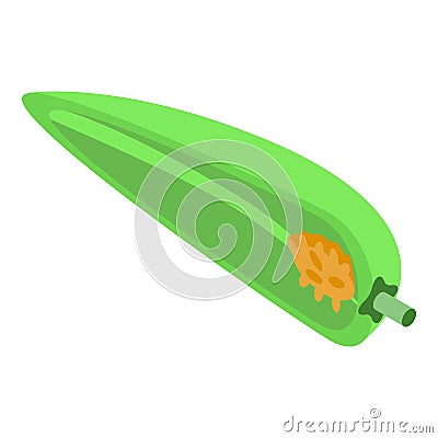 Half green paprika icon, isometric style Vector Illustration