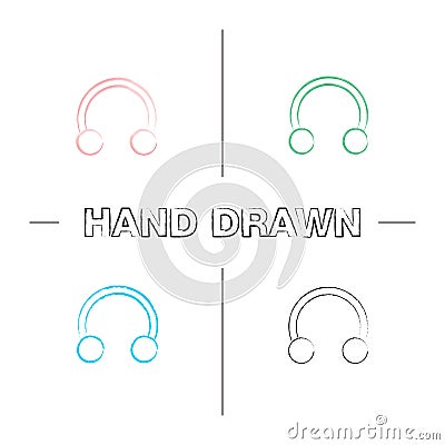 Half hoop earring hand drawn icons set Vector Illustration
