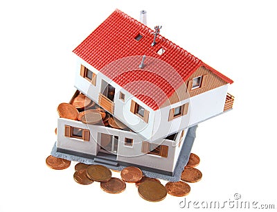 Half of house with cents Stock Photo