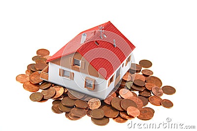 Half of house with cents Stock Photo