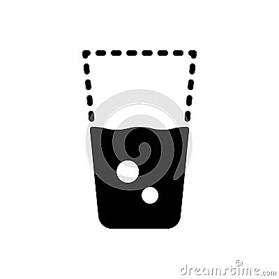 Black solid icon for Half, water and glass Vector Illustration