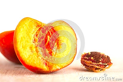 Half juicy sweet peach Stock Photo