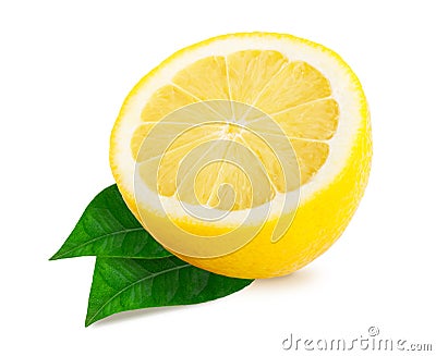 Half lemon citrus fruit isolated Stock Photo