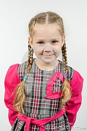 Half-length portrait four-year girl Europeans Stock Photo