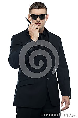 Half length portrait of young security officer Stock Photo