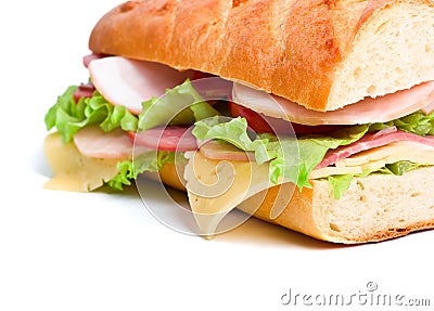 Half of long baguette sandwich Stock Photo