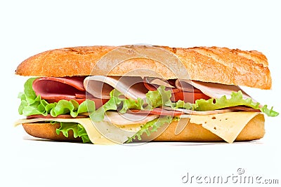 Half of long baguette sandwich Stock Photo