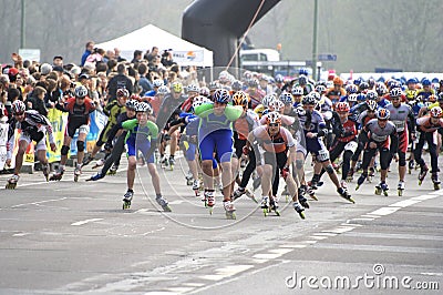 Half marathon roller skaters Editorial Stock Photo