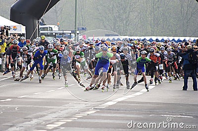 Half marathon roller skaters Editorial Stock Photo