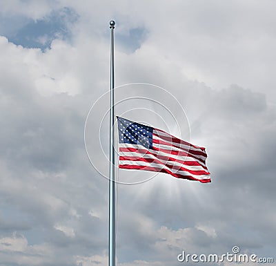 Half Mast American Flag Stock Photo