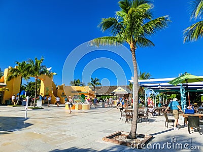 Half Moon Cay, Bahamas - December 02, 2019: People near Fort San Salvador at Half Moon Cay, Little San Salvador Island, the Editorial Stock Photo