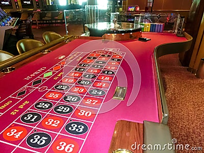 Half Moon Cay island, Bahamas - December 4, 2019: Casino interior, gaming slot machines, American gambling, cruise liner Editorial Stock Photo