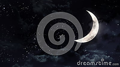 Half moon in the night sky Stock Photo