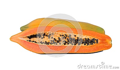 Half orange papaya and seeds Stock Photo