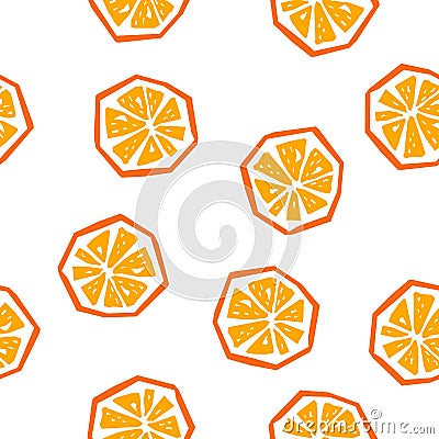 Half orange seamless pattern. Vector Illustration