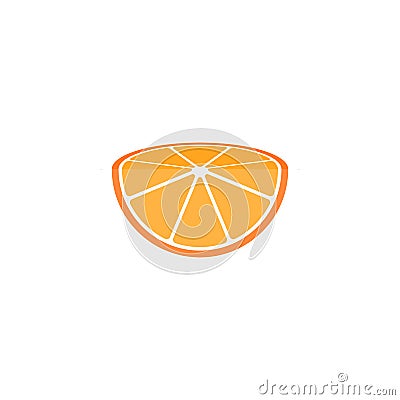 Orange fruit cut in quarters vector, with a point of view from the front. Vector Illustration