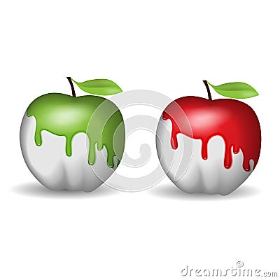 Half-painted apple Vector Illustration