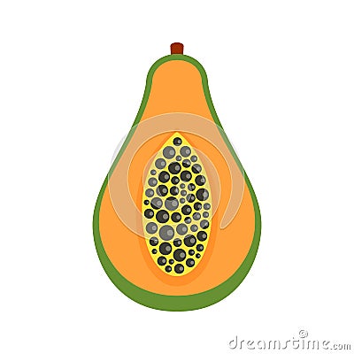 Half of papaya icon, flat style Vector Illustration