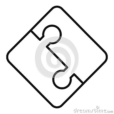 Half part puzzle icon, outline style Vector Illustration