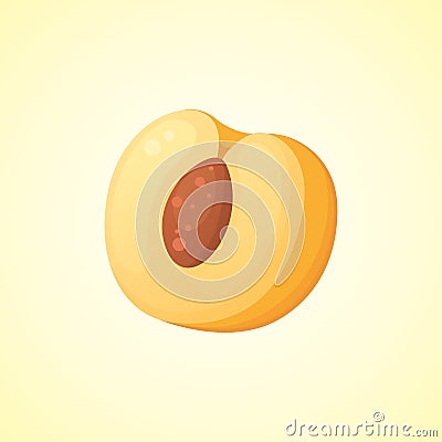 Half of Peach isolated vector illustration. Fresh fruit for your design. Vector Illustration