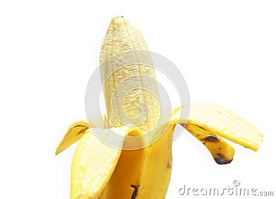 Half peeled banana Stock Photo