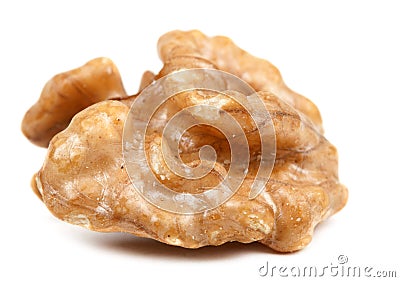 Half peeled walnut closeup Stock Photo