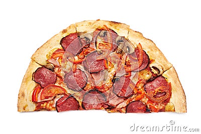 Half of a pepperoni pizza Stock Photo