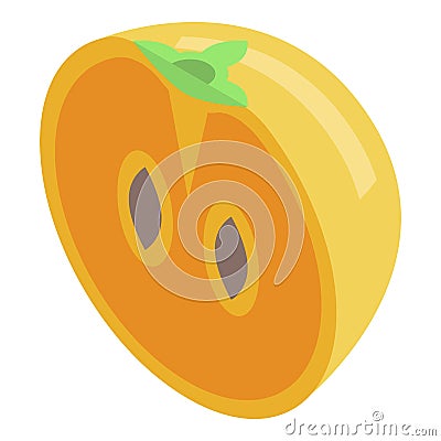 Half persimmon icon, isometric style Vector Illustration