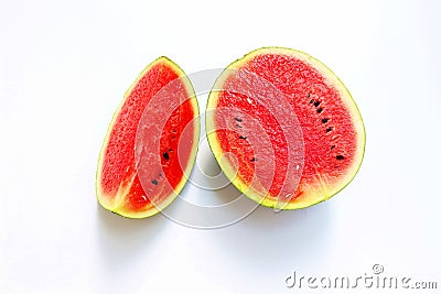 Half and a piece of watermelon Stock Photo
