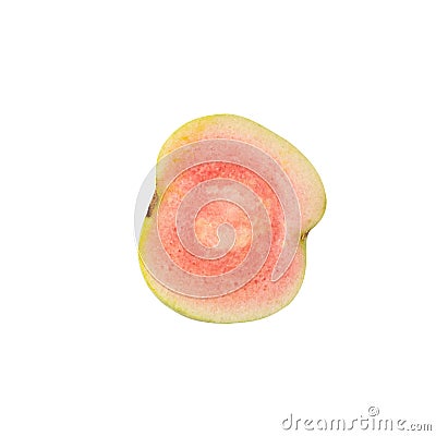 Half Pink Guava isolated on white background with clipping path. Stock Photo