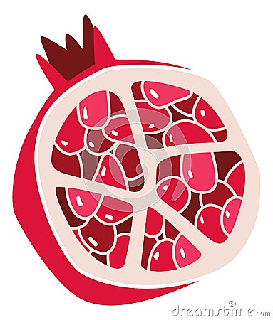 Half pomegranate icon. Red juicy seed fruit Vector Illustration