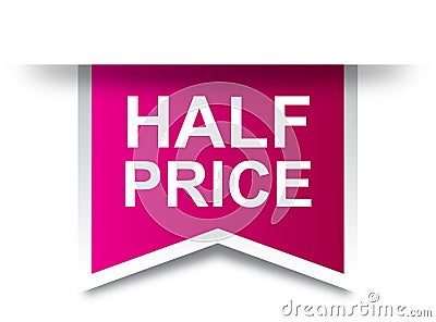 Half price tag label pink Cartoon Illustration