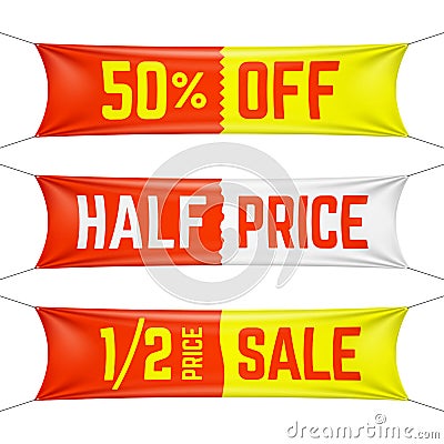 Half price textile banners Vector Illustration