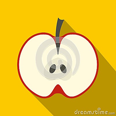 Half red apple icon, flat style Vector Illustration