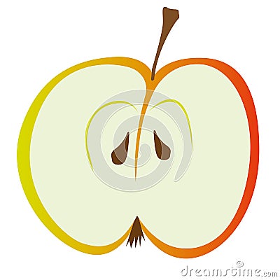 Half Red apple Vector Illustration