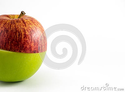 Half Red&Green Apple Isolated on White Stock Photo