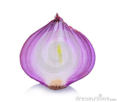 Half of Red onion slice isolated on white Stock Photo